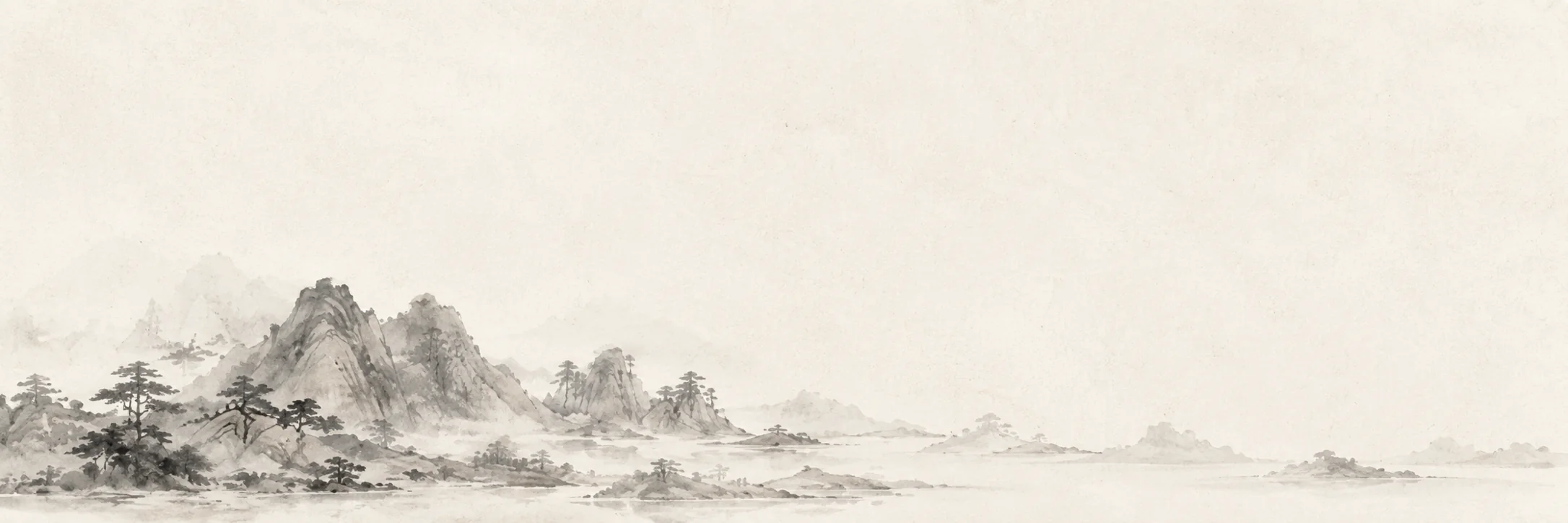 Ink-wash mountains expressing the quiet rhythm of the seasons