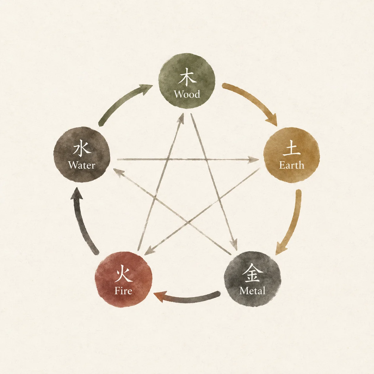 Five Elements Chinese food therapy illustration